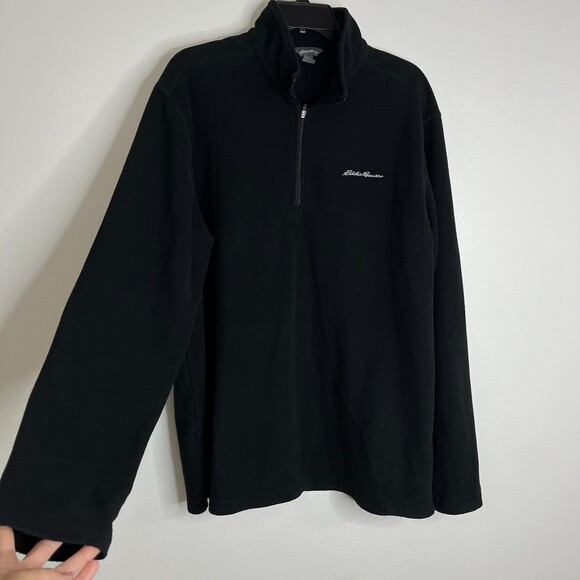 Eddie Bauer Other - Eddie Bauer Men's Fleece 1/4 Zip Pullover Black Sweater Sz TL Large Tall
